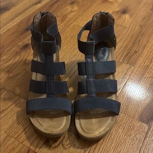 Navy Wedge Sandals